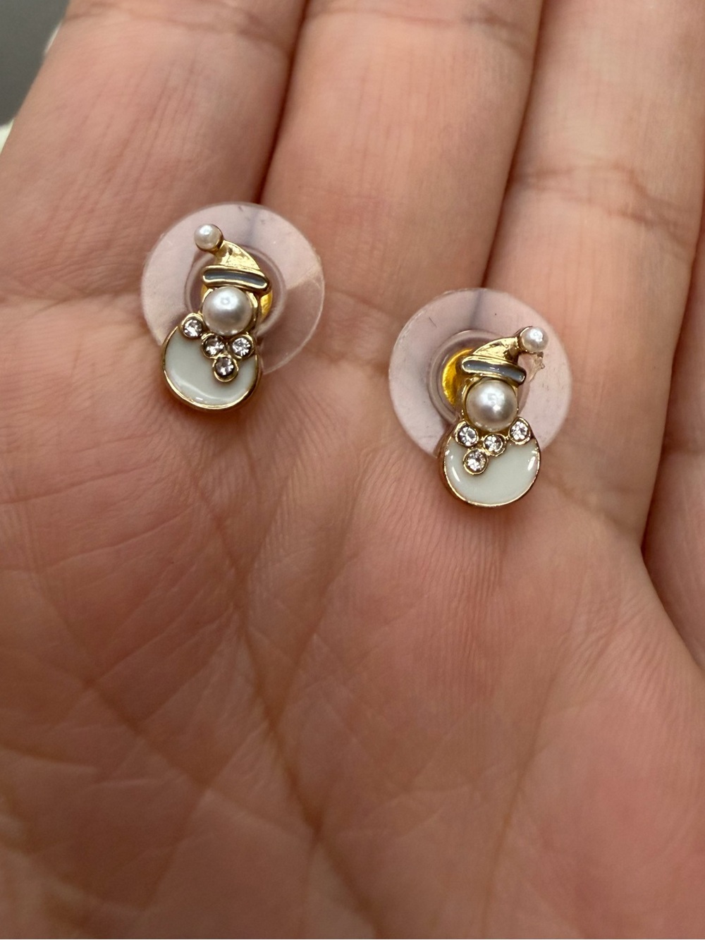 Pearl & Crystal Gold-Accent Stud Earrings - White